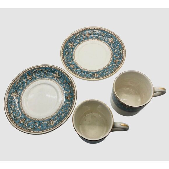 2 VINTAGE CROWN DUCAL WARE DEMI-TASSE TEA CUPS & SAUCERS - ENGLAND "ATLANTA" - Picture 9 of 16